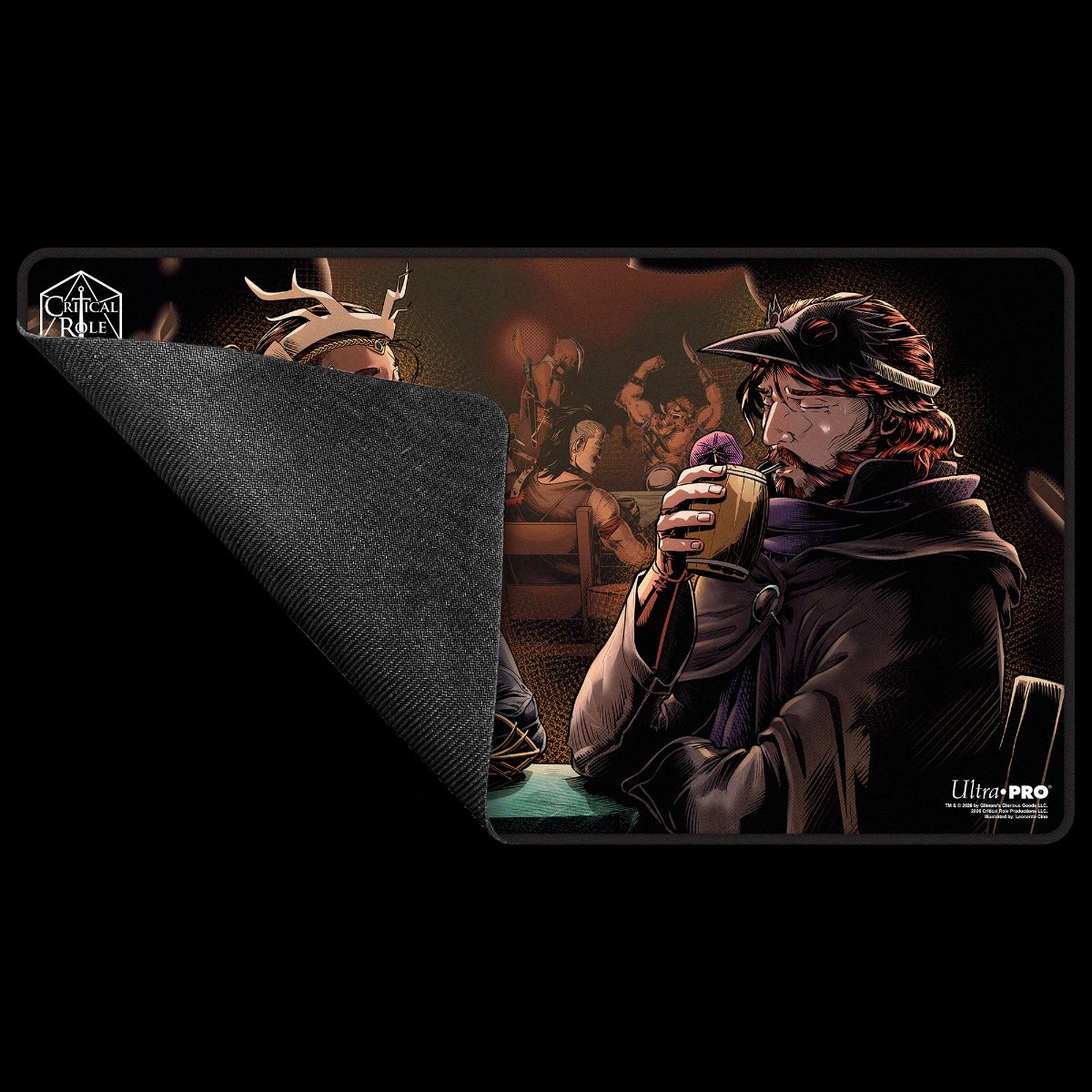 Critical Role: The Mighty Nein - Illustrated: Beauregard Lionett & Caleb Widogast Black-Stitched Playmat for Tabletop Gaming