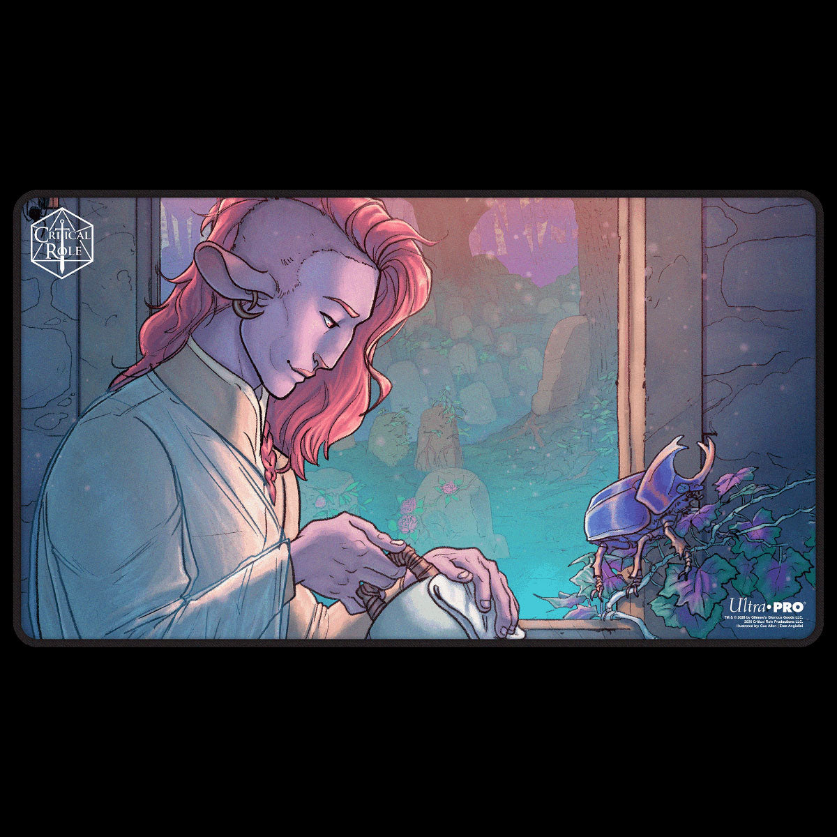 Critical Role: The Mighty Nein - Illustrated: Caduceus Clay Black-Stitched Playmat for Tabletop Gaming