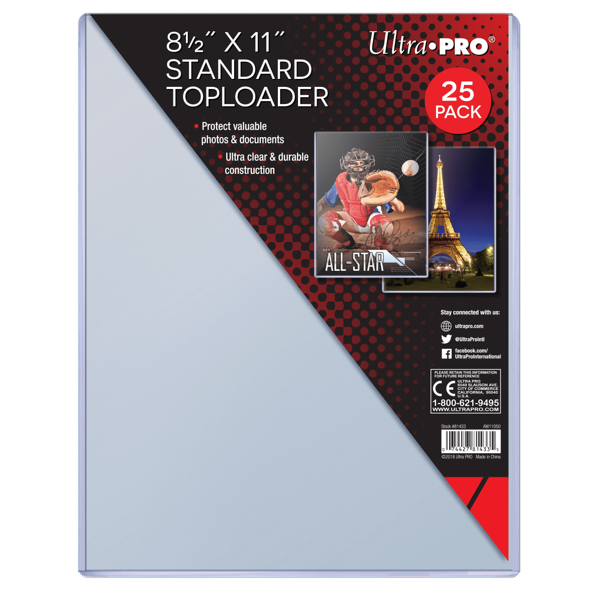 8 - 1/2" x 11" Toploaders (25ct) - E - 81433 - Ultra PRO - Ultra PRO International