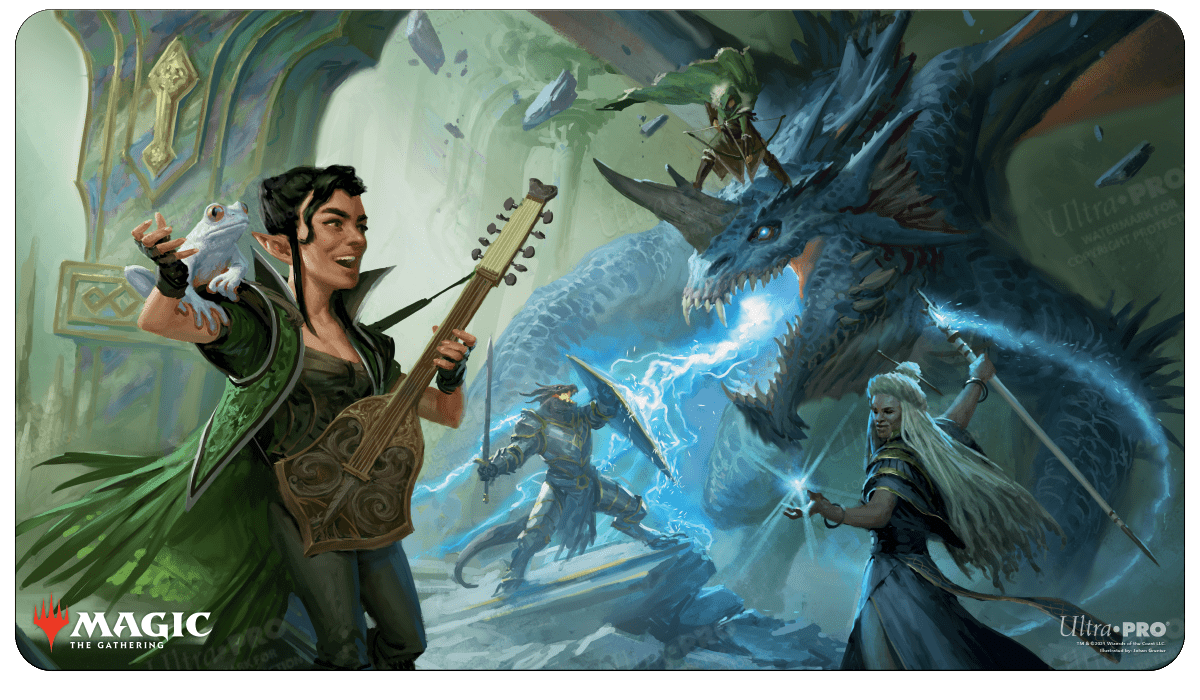 Adventures in the Forgotten Realms The Party Fighting Blue Dragon Standard Gaming Playmat for Magic: The Gathering - E - 18745 - Ultra PRO - Ultra PRO International