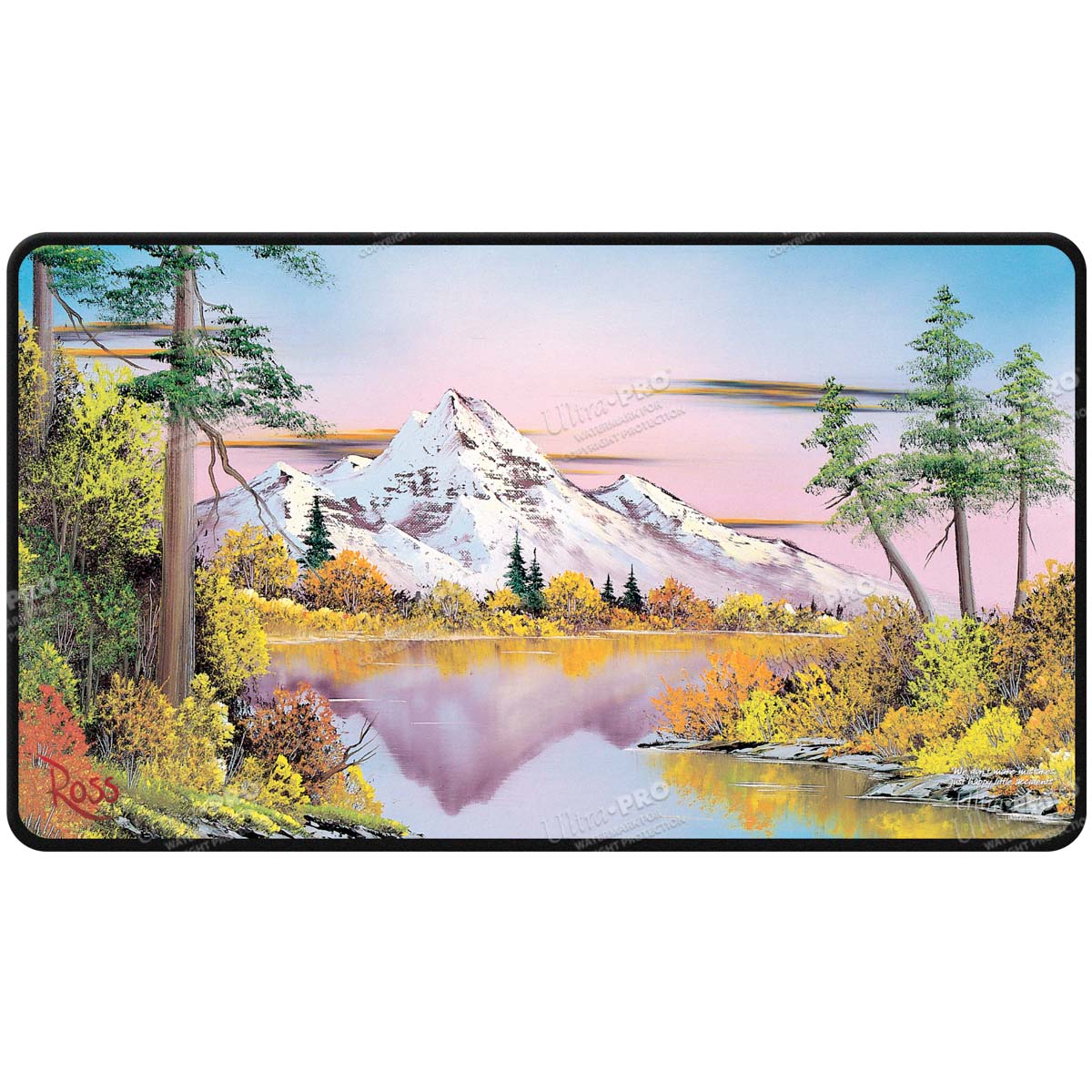 Bob Ross Mighty Mountain Lake Black Stitched Playmat - E - 16531 - Ultra PRO International - Ultra PRO International