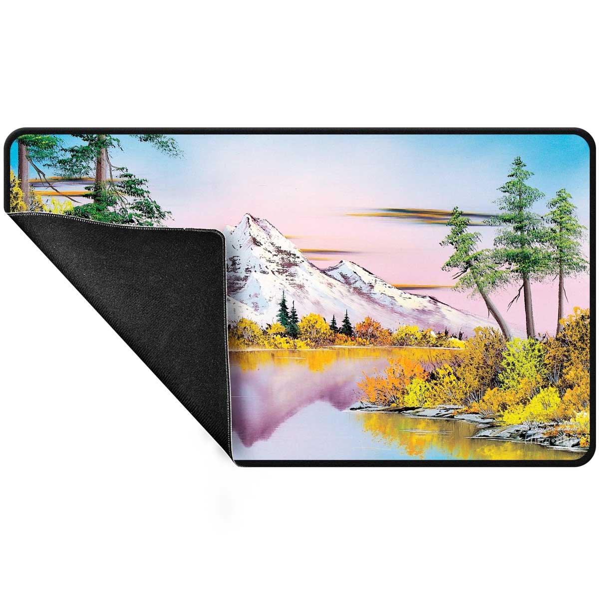 Bob Ross Mighty Mountain Lake Black Stitched Playmat - E - 16531 - Ultra PRO International - Ultra PRO International