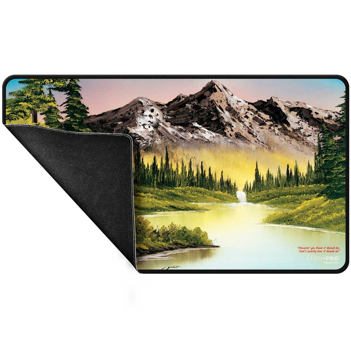 Bob Ross Mountain Retreat Black Stitched Playmat - E - 16510 - Ultra PRO International - Ultra PRO International