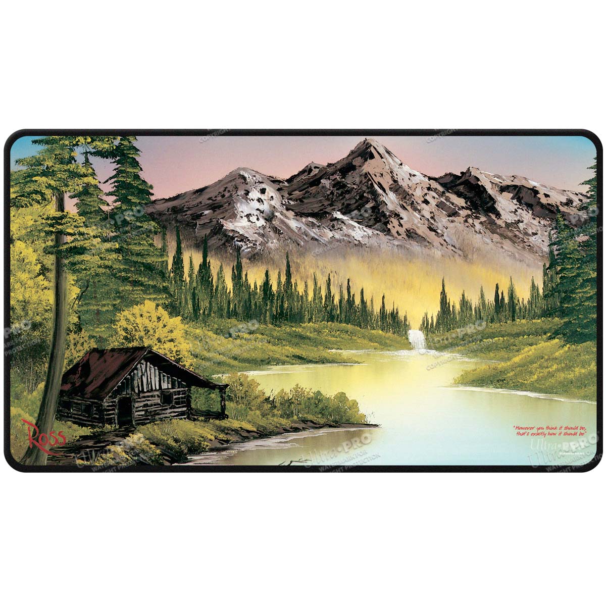 Bob Ross Mountain Retreat Black Stitched Playmat - E - 16510 - Ultra PRO International - Ultra PRO International
