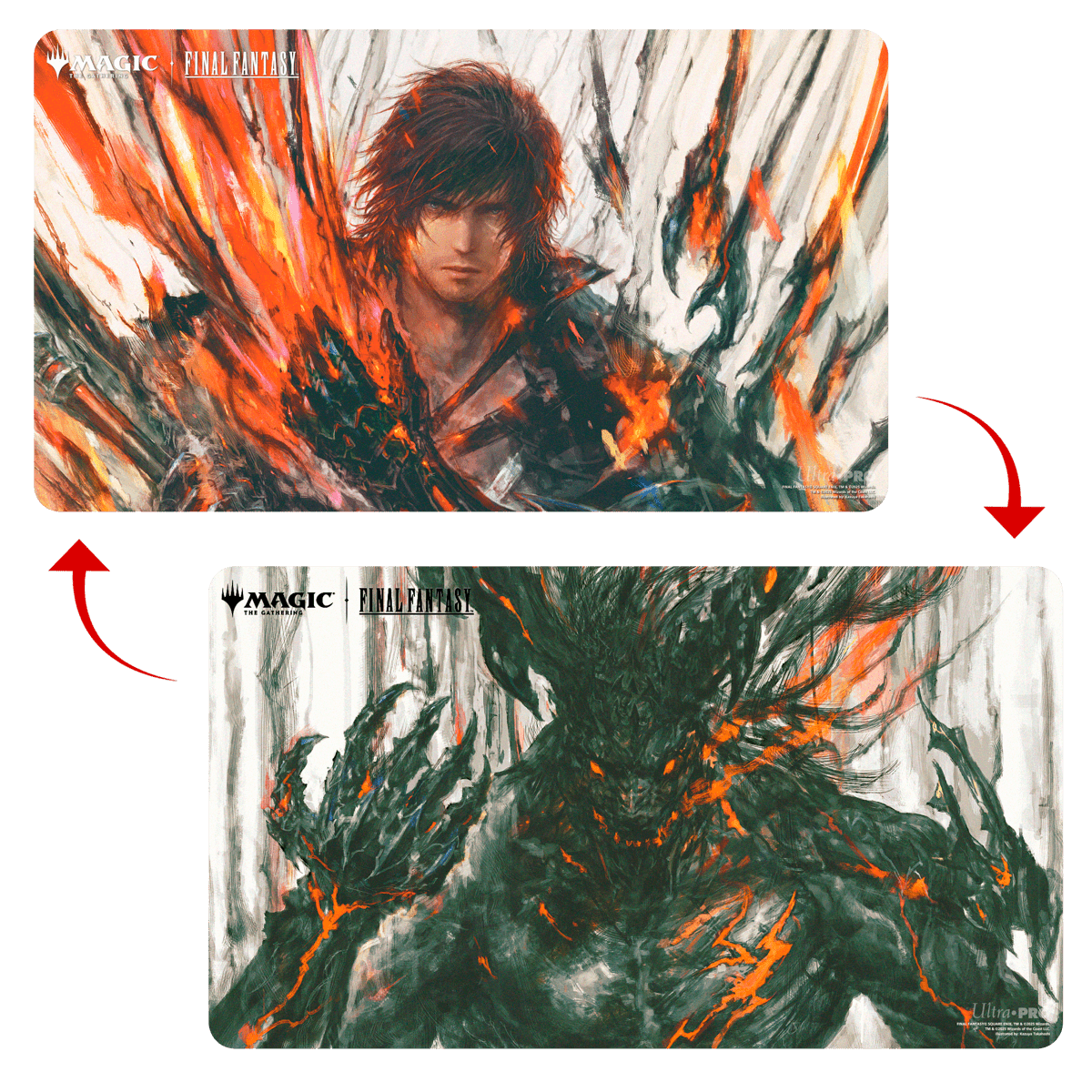 Magic: The Gathering®—FINAL FANTASY™ Clive, Ifrit’s Dominant / Ifrit, Warden of Inferno Double - Sided Playmat - E - 38759 - Ultra PRO International - Ultra PRO International