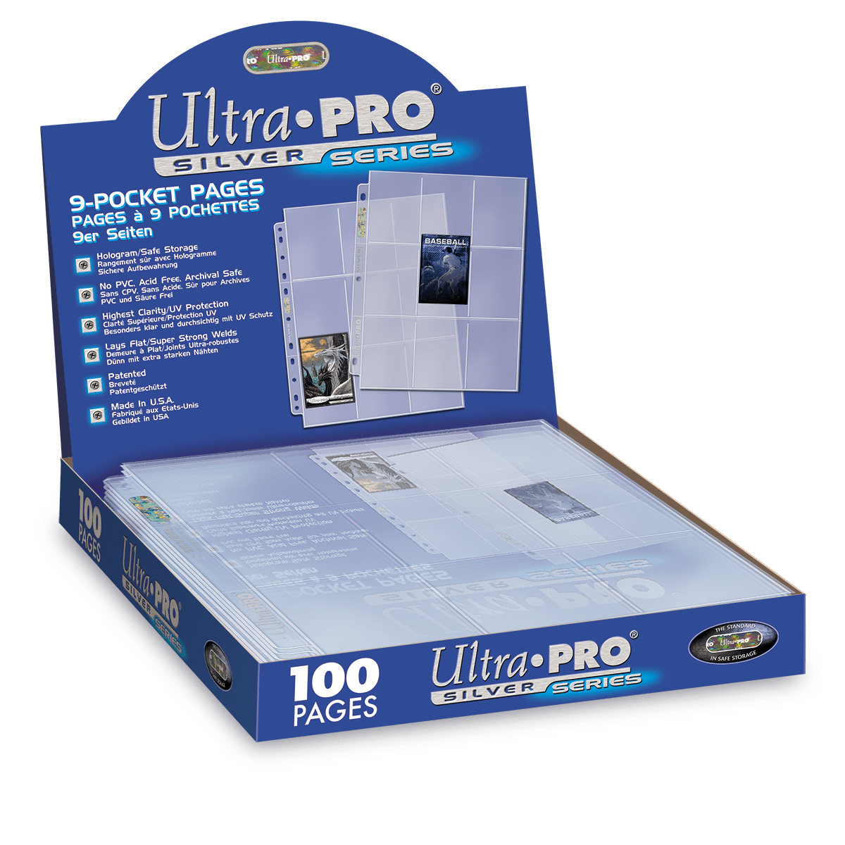 Silver Series 9 - Pocket 11 - Hole Punch Pages (100ct) for Standard Size Cards - E - 81442 - E - Ultra PRO - Ultra PRO International