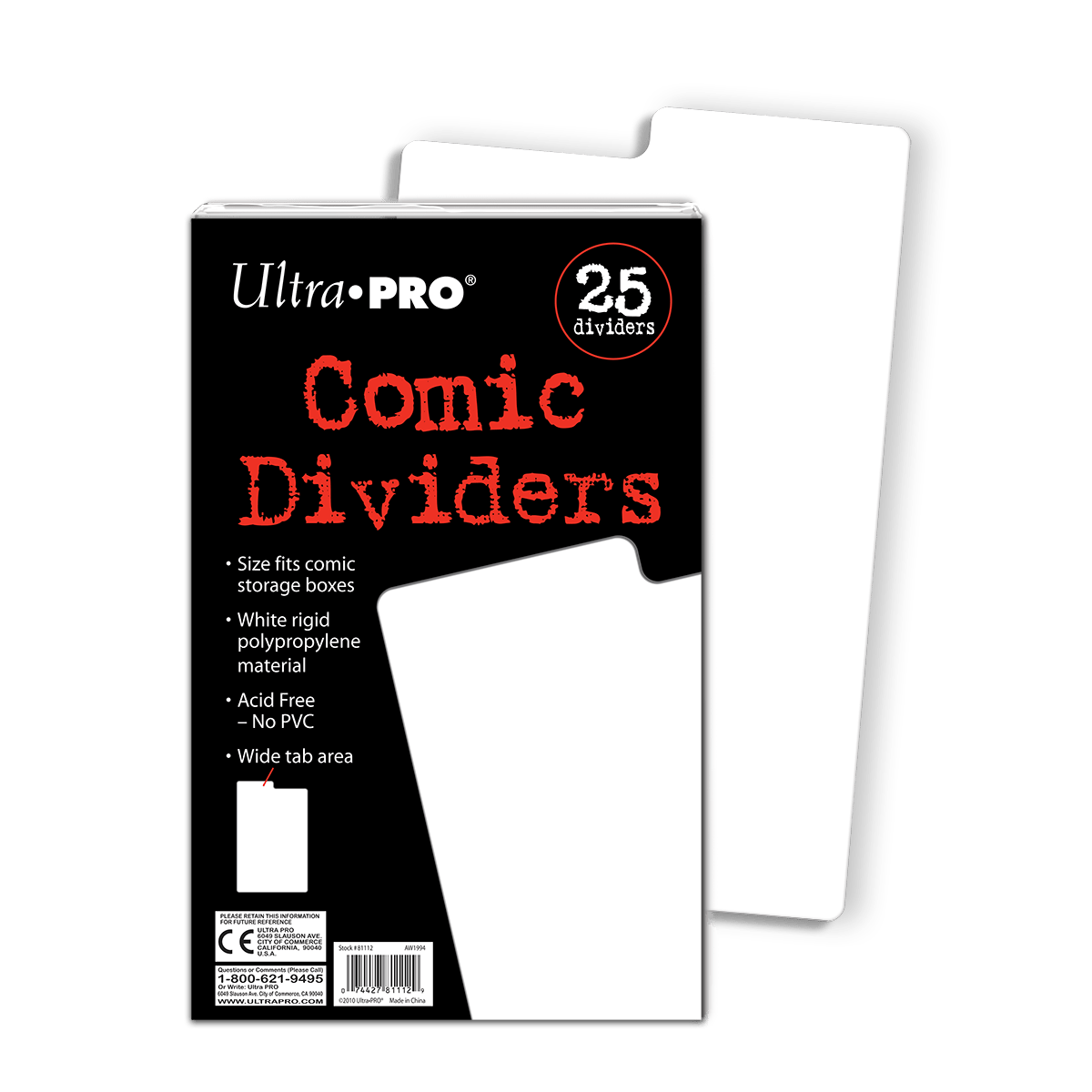White Comic Dividers (25ct) - E - 81112 - Ultra PRO - Ultra PRO International