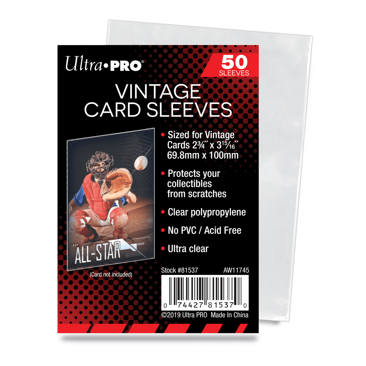 2-3/4" x 3-15/16" Vintage Card Sleeves - E-81537 - Ultra PRO- Ultra PRO International