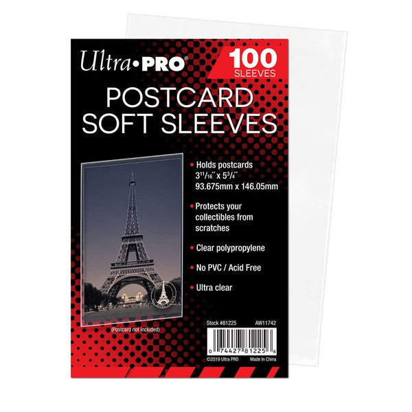 card sleeves 3.5 x 5 3-11/16" x 5-3/4" Postcard Soft Sleeves (100ct)