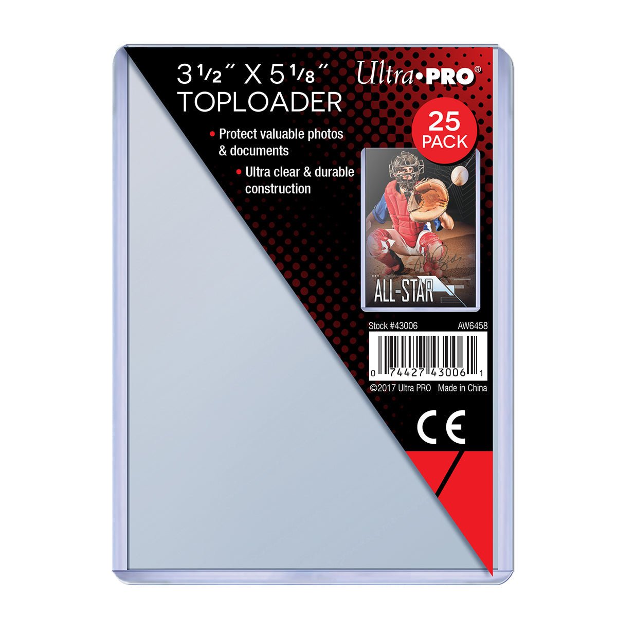 Ultra PRO Black Toploader 3x4 Rigid Card Protector – 35pt – 25 Pack