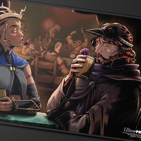 Critical Role: The Mighty Nein - Illustrated: Beauregard Lionett & Caleb Widogast Black-Stitched Playmat for Tabletop Gaming