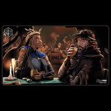 Critical Role: The Mighty Nein - Illustrated: Beauregard Lionett & Caleb Widogast Black-Stitched Playmat for Tabletop Gaming