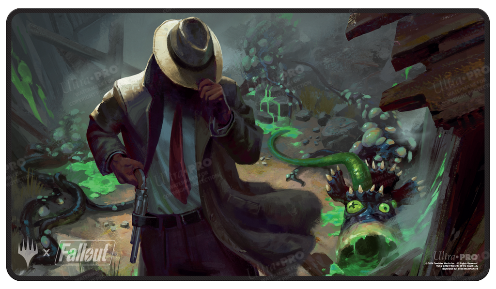 Fallout Mysterious Stranger Black Stitched Standard Gaming Playmat for Magic: The Gathering| Ultra PRO International
