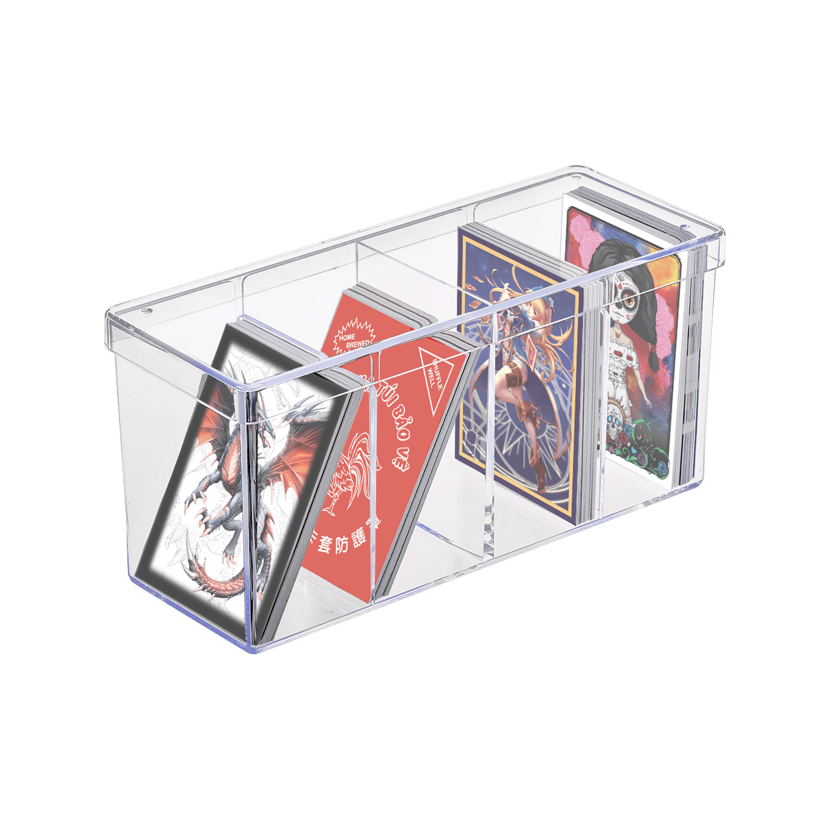 4x Kartenbox Aus Acryl – 2-teilig, Schiebedeckel, Durchsichtig, Für Ca. 50-60 Spielkarten