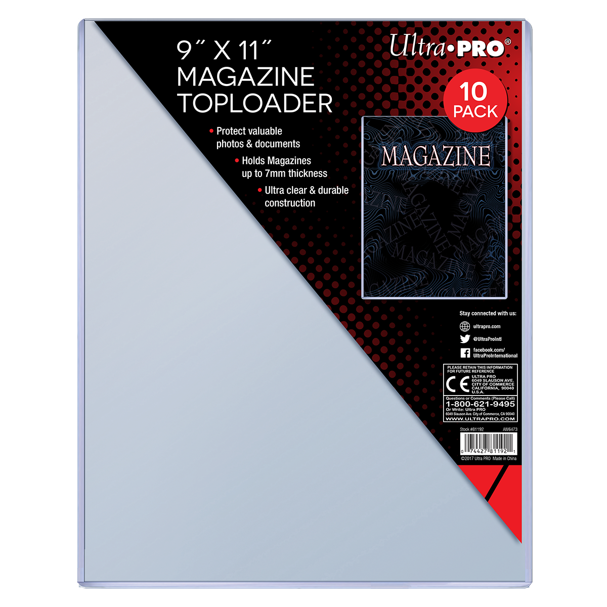 9" x 11" Thick Magazine Toploaders (10ct) | Ultra PRO International