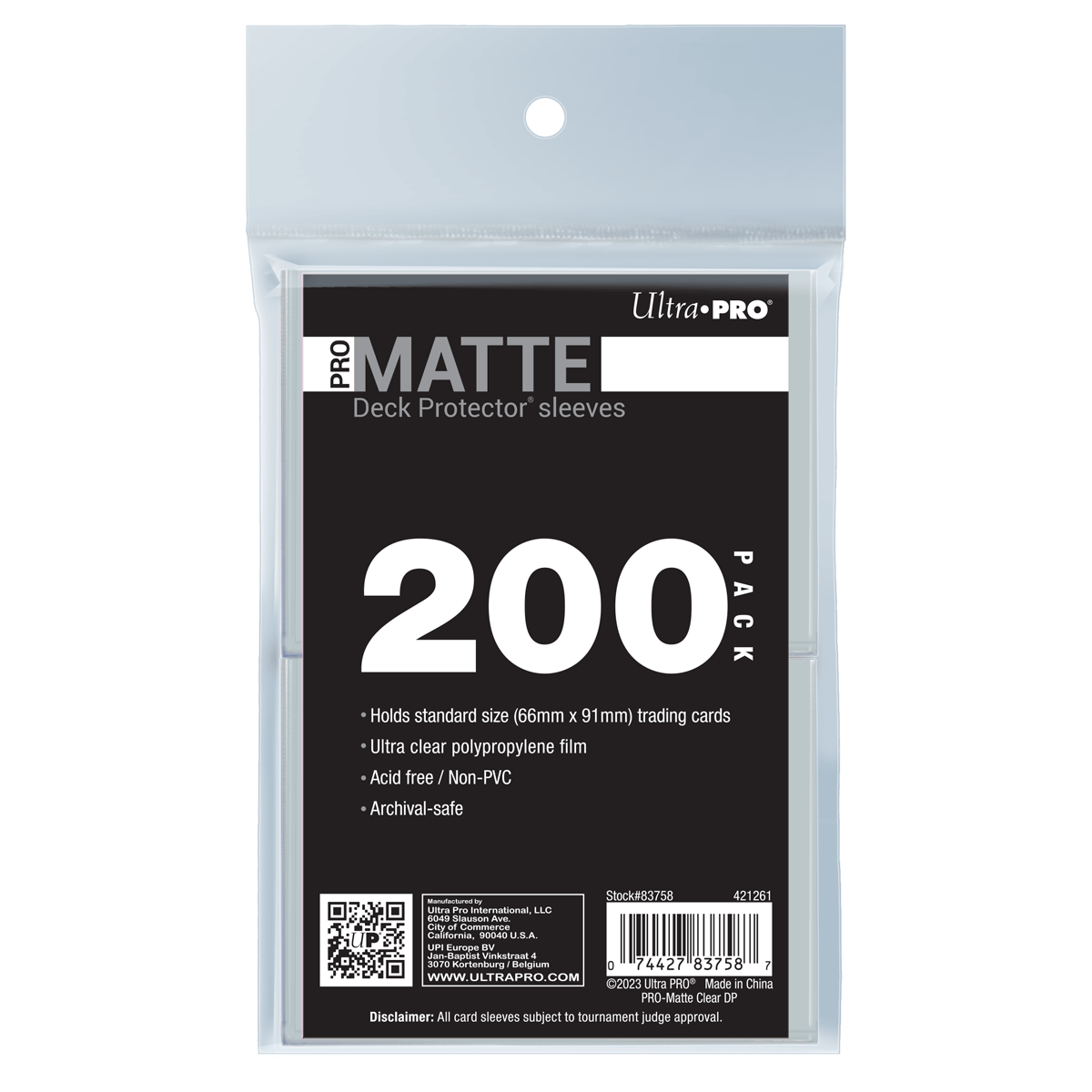 PRO-Matte Standard Deck Protector Sleeves Bundle (200ct) | Ultra PRO International