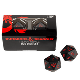 Heavy Metal Black and Red D20 Dice Set (2ct) for Dungeons & Dragons | Ultra PRO International