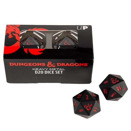 Heavy Metal Black and Red D20 Dice Set (2ct) for Dungeons & Dragons | Ultra PRO International