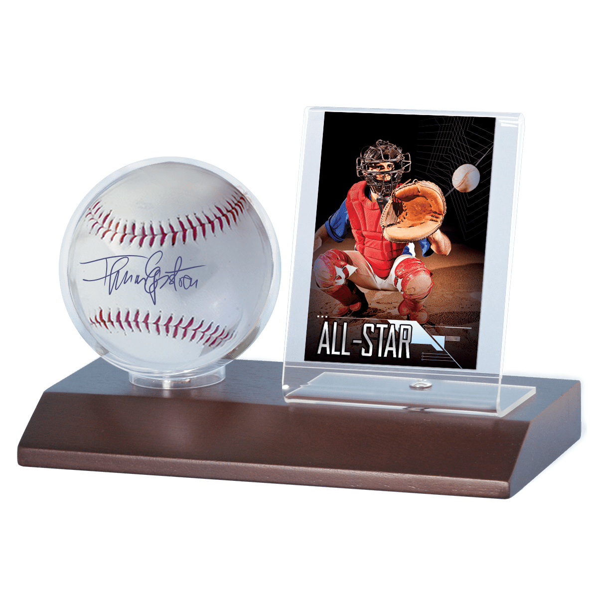 Baseball & Card Wood Display Holder