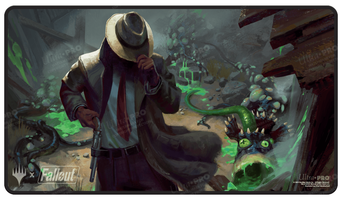 Fallout Mysterious Stranger Black Stitched Standard Gaming Playmat