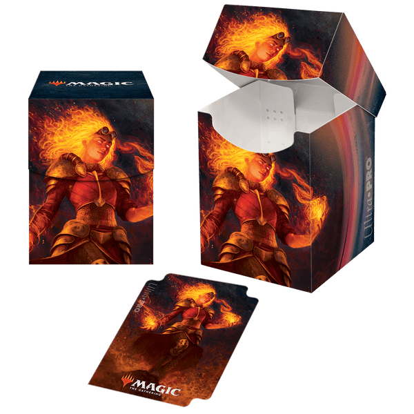 mtg chandra commander deck M21 Chandra, Heart of Fire PRO 100+ Deck Box for Magic: The Gathering