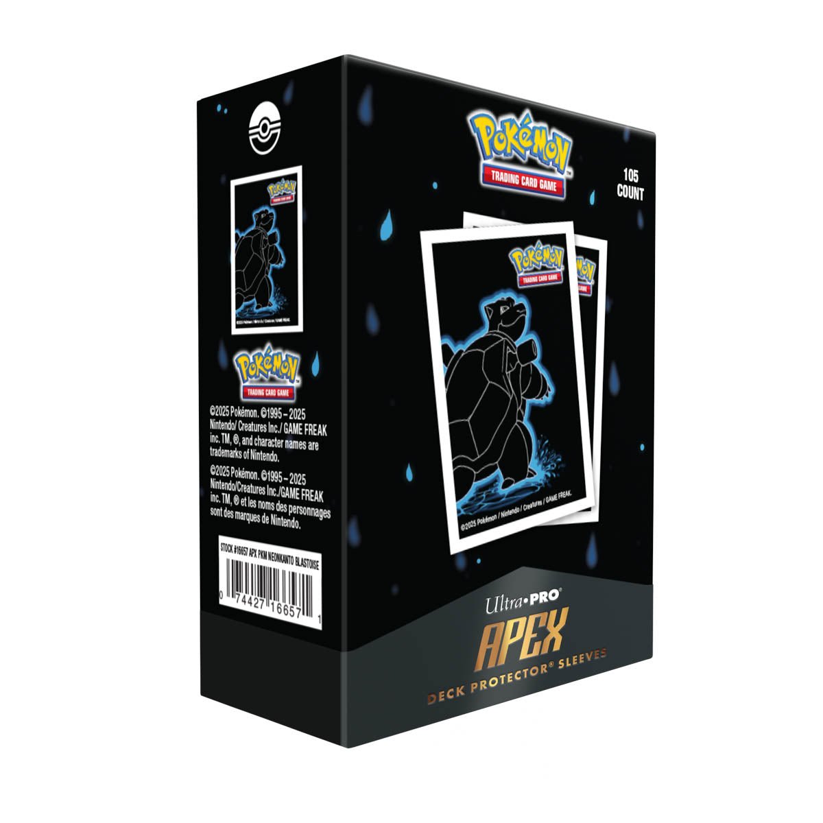 Neon Kanto 105ct APEX DECK PROTECTOR® Sleeves Blastoise for Pokémon - E-16657 - Ultra PRO - Ultra PRO International