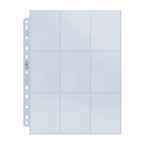 ultra pro platinum 9 card pocket pages sleeves Platinum Series 9-Pocket 11-Hole Punch Pages (100ct) for Standard Size Cards