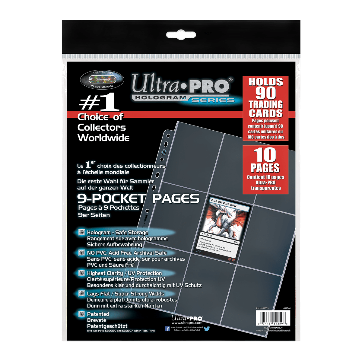 Platinum Series 9-Pocket 11-Hole Punch Pages (10ct) for Standard Size Cards 