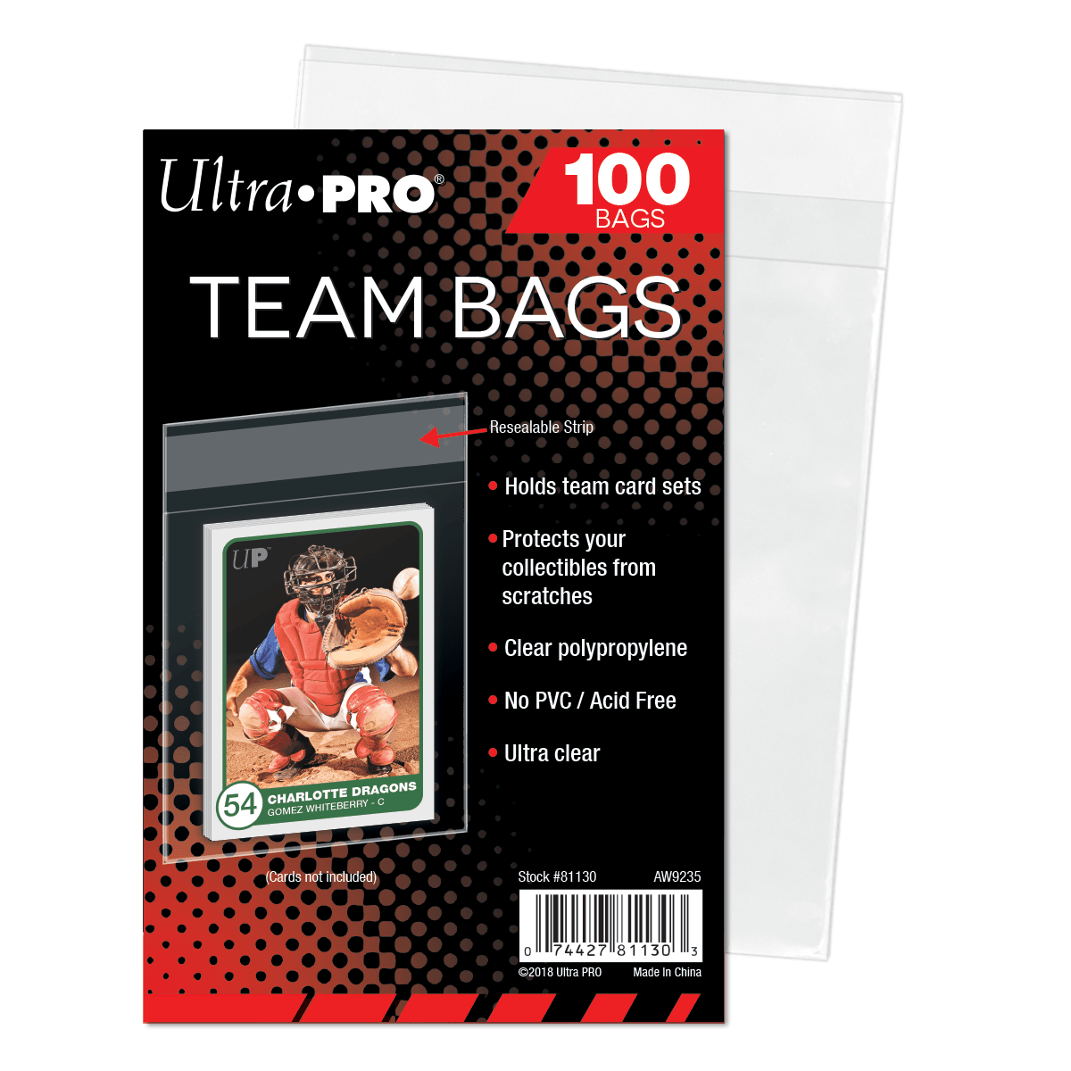 Resealable Team Bags (100ct) for Card Sets