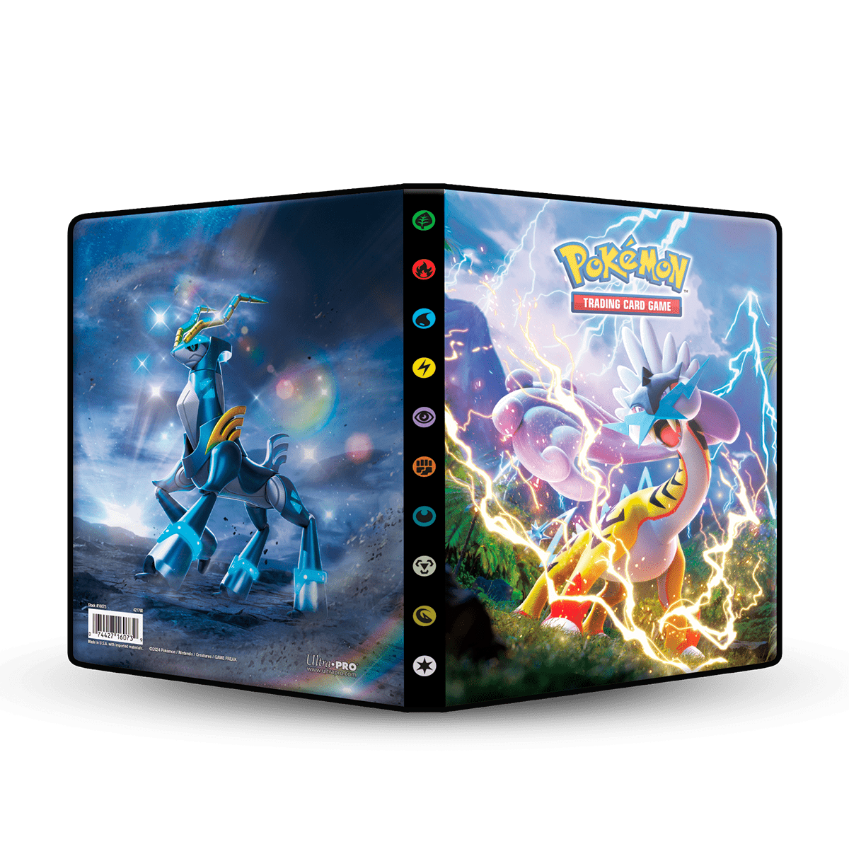 Scarlet and Violet Raging Bolt and Iron Crown 4-Pocket Portfolio for Pokmon | Ultra PRO International Scarlet and Violet Raging Bolt and Iron Crown 4-Pocket Portfolio for Pokmon | Ultra PRO International