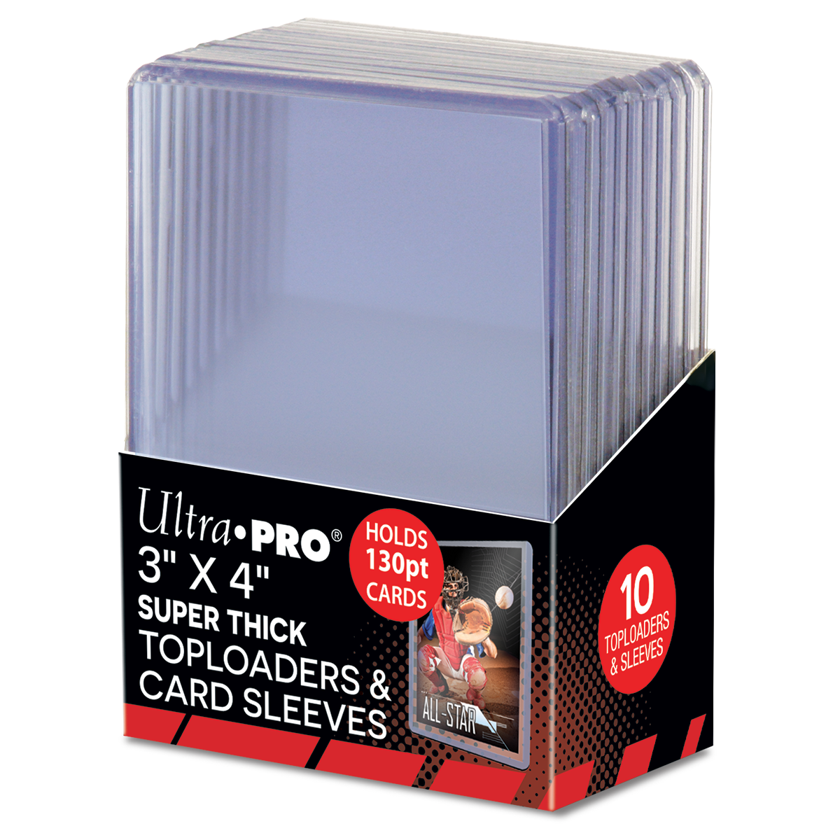 3" x 4" Super Thick 130PT Toploader with Thick Card Sleeves (10ct) | Ultra PRO International