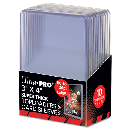 3" x 4" Super Thick 130PT Toploader with Thick Card Sleeves (10ct) | Ultra PRO International