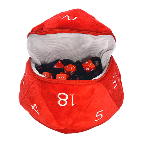 Red and White D20 Plush Dice Bag for Dungeons & Dragons | Ultra PRO International