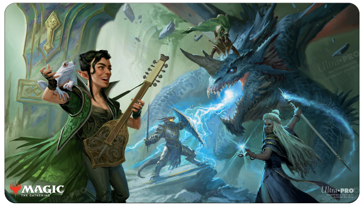 Adventures in the Forgotten Realms The Party Fighting Blue Dragon Standard Gaming Playmat for Magic: The Gathering | Ultra PRO International