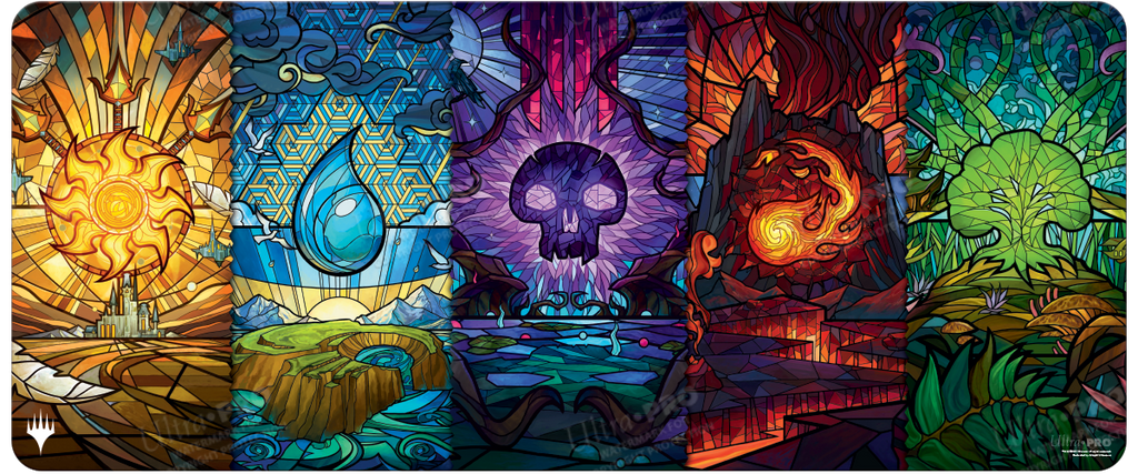 Dominaria United Stained Glass Land Medley Table Playmat for Magic: The Gathering | Ultra PRO International