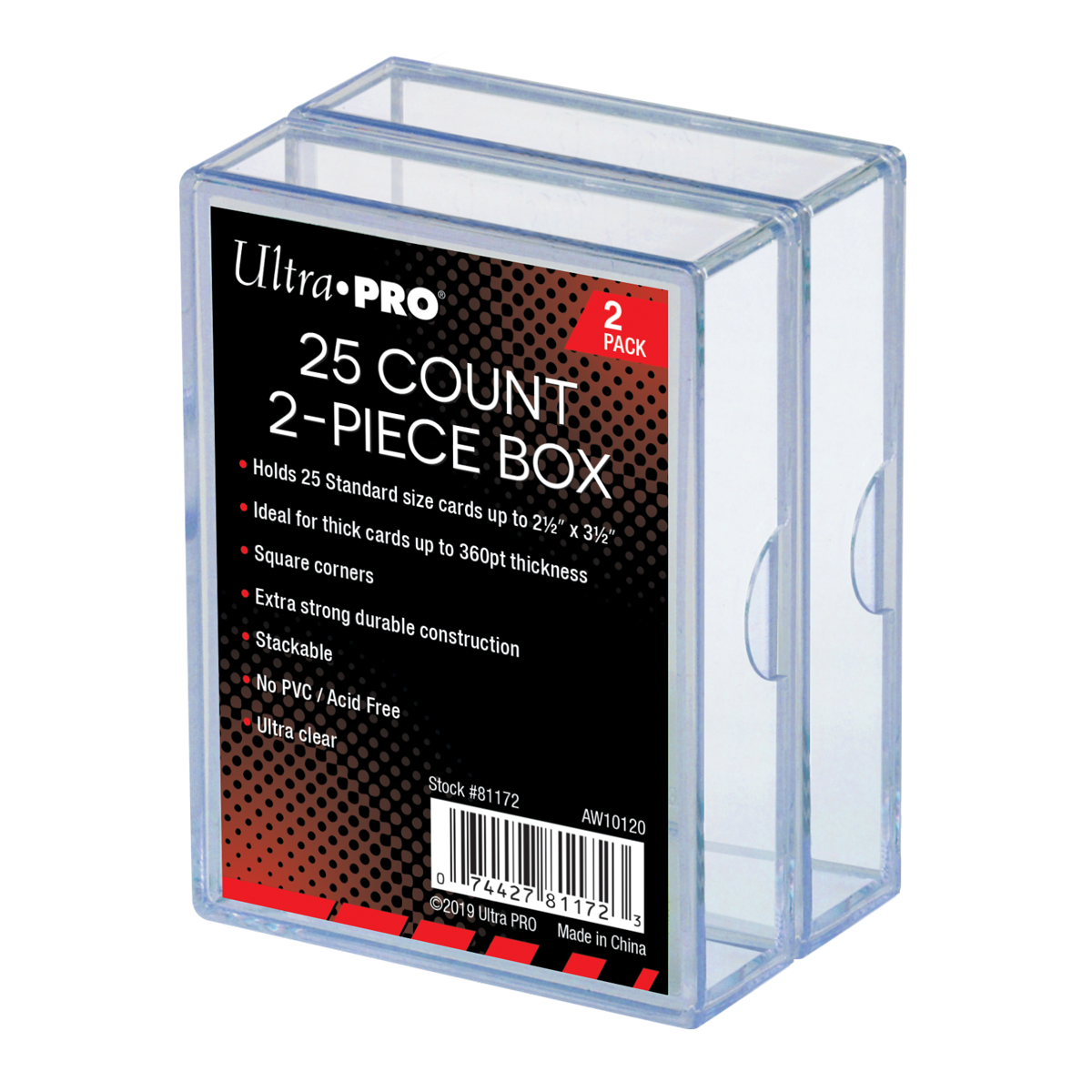 2-Piece 25 ct. Clear Card Storage Box (2 Pack) - Ultra PRO International