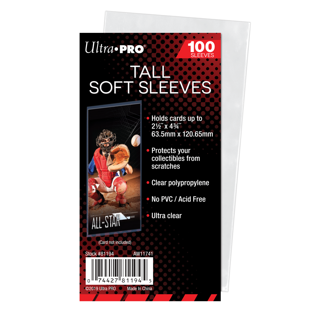 2-1/2" x 4-3/4" Tall Card Soft Sleeves (100ct) | Ultra PRO International