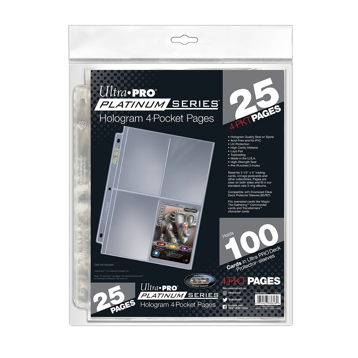 Platinum Series 4-Pocket Pages (25ct) for 3.5" x 5" Cards | Ultra PRO International