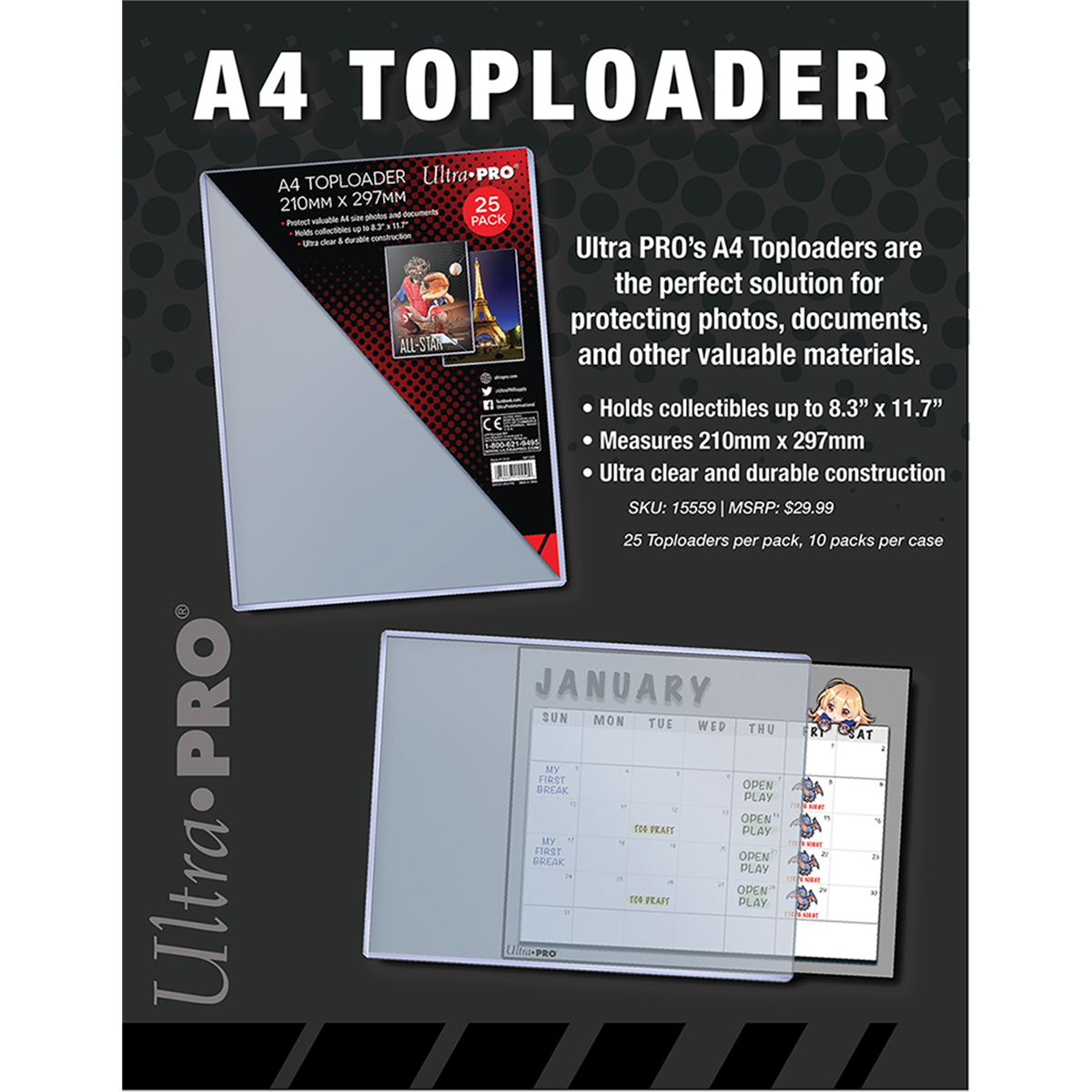 Clear A4 Toploaders (25ct) for 210mm x 297mm (8.3" x 11.7") | Ultra PRO International